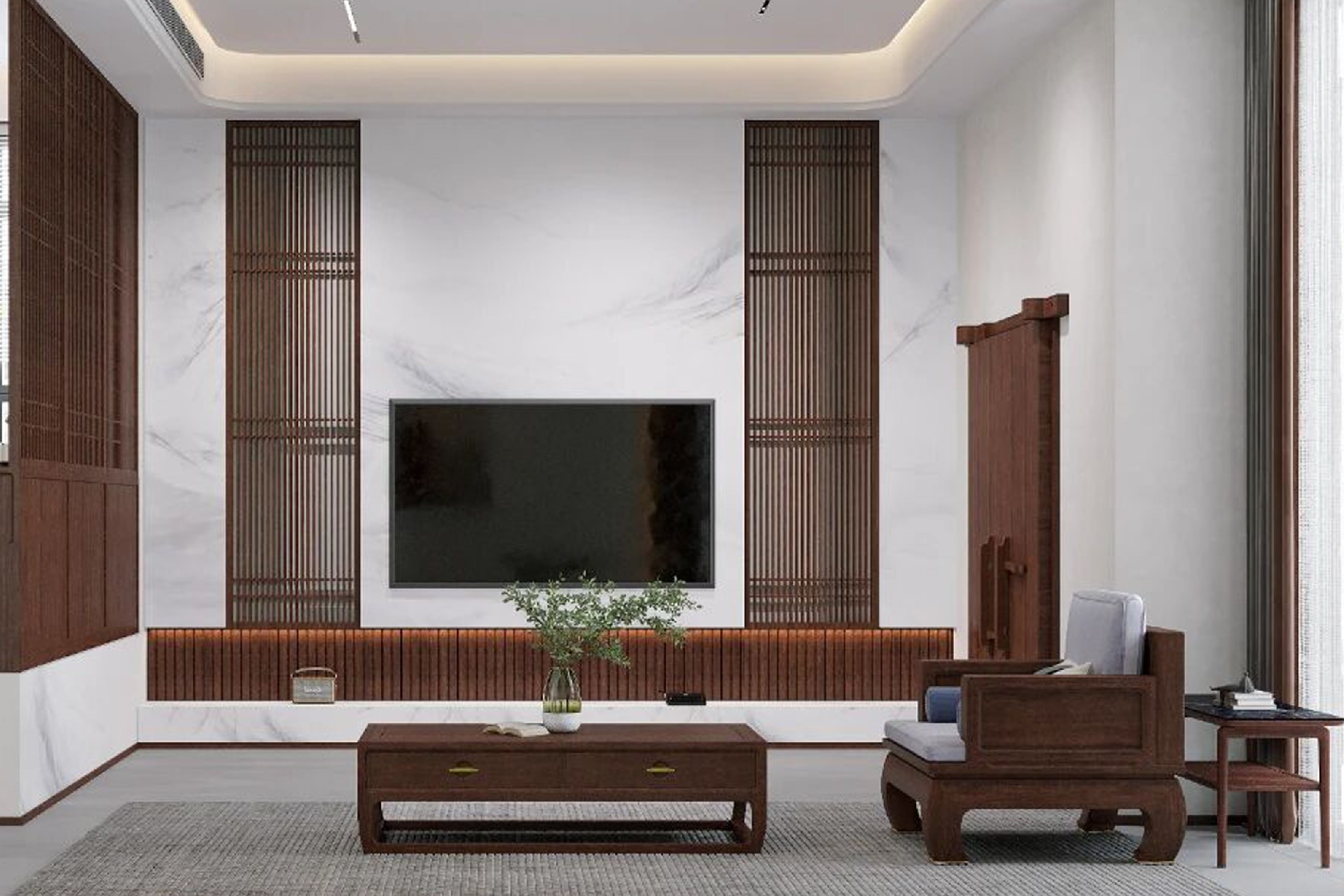 设计案例|多材混搭打造现代东方大宅，文化气韵与生命质感共生